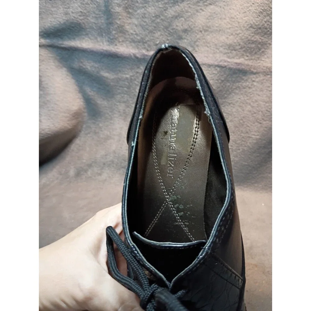 Witchy Dark Academia Oxford Heels Black Brogue Lace Up Naturalizer 7.5